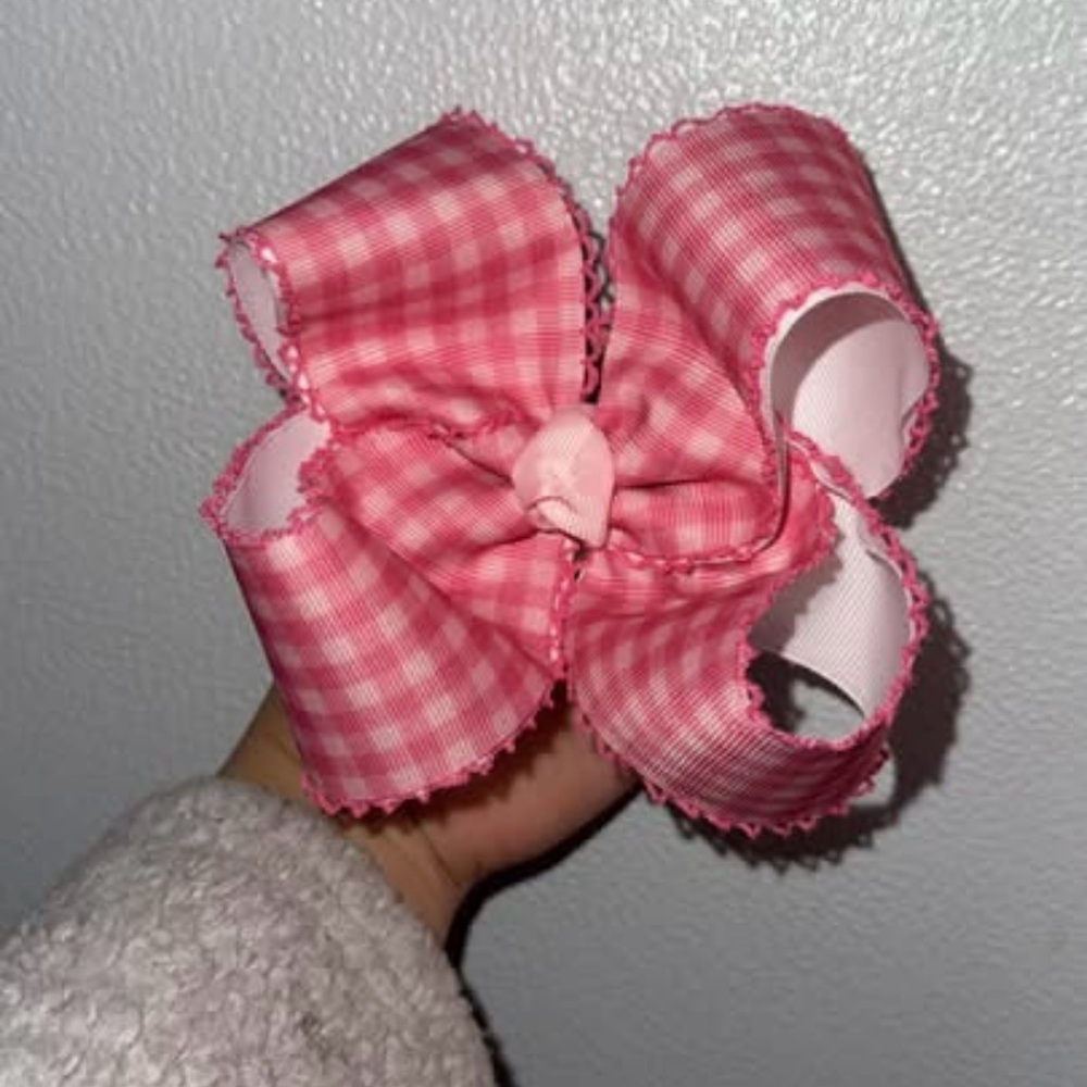 Pink Gingham Hair Bow